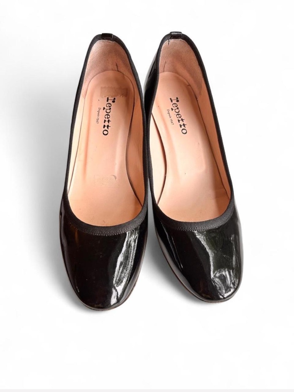 Repetto Black Patent Leather Ballet Heel Shoes Size 39